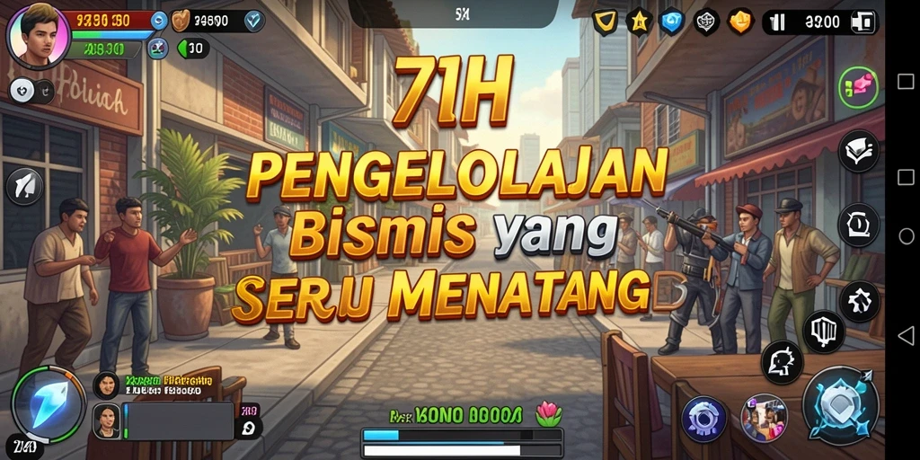 Tangkapan layar gameplay <strong>71H</strong> menampilkan strategi bisnis yang mendebarkan.
