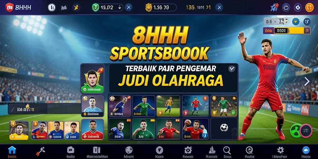 Tampilan utama aplikasi 8HHH saat taruhan olahraga berlangsung.