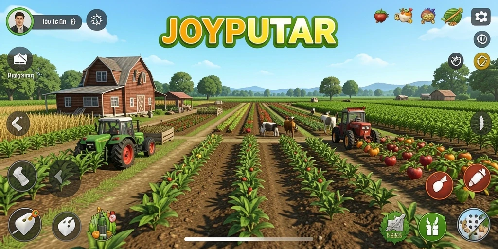 Tampilan gameplay menarik dari JOYPUTAR dengan aktivitas bertani.