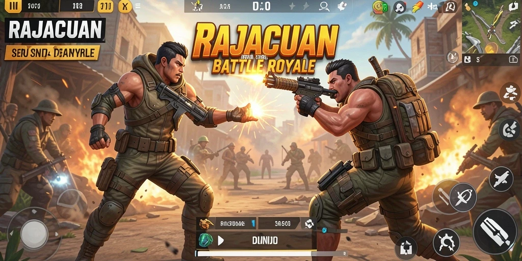 Gameplay seru dan intens di RAJACUAN saat bertarung dengan pemain lain.