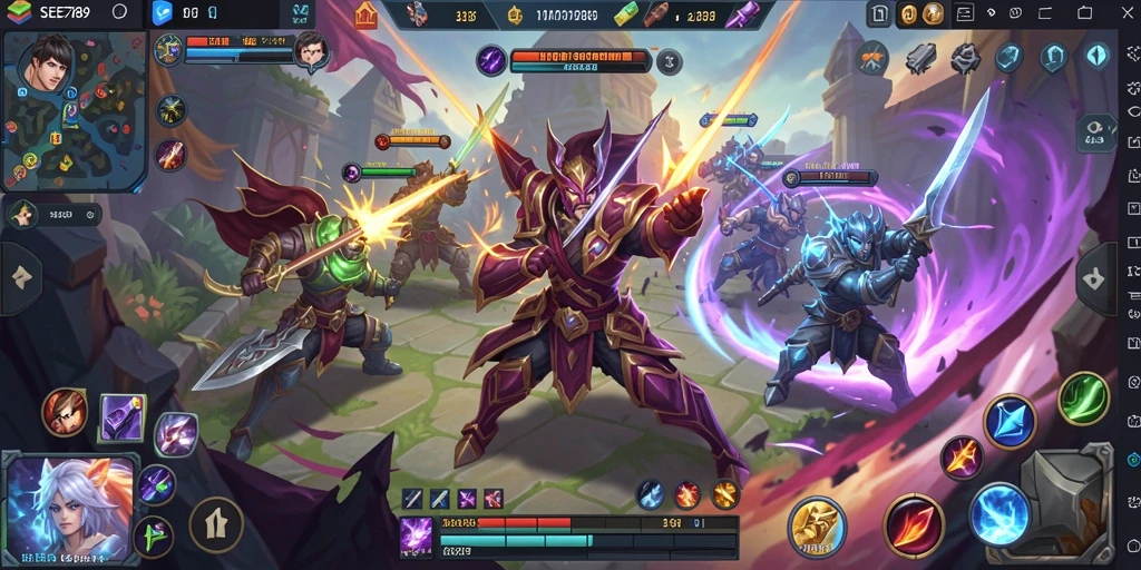 Tampilan gameplay seru dari SEE789 yang menghadirkan pertarungan MOBA.