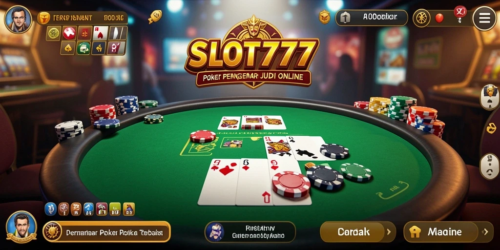 Gameplay SLOT777 menampilkan meja poker yang penuh aksi dan interaksi pemain.